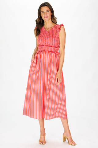 Shiloh Dress in Red & Pink Stripe