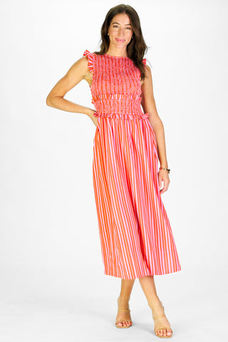 Shiloh Dress in Red & Pink Stripe
