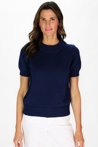 Short Sleeve Greer Sweater in Navy