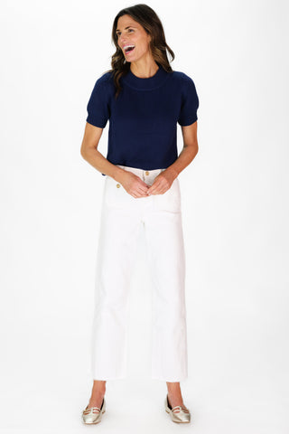 Short Sleeve Greer Sweater in Navy