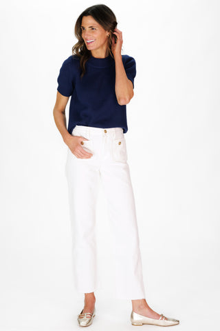 Short Sleeve Greer Sweater in Navy