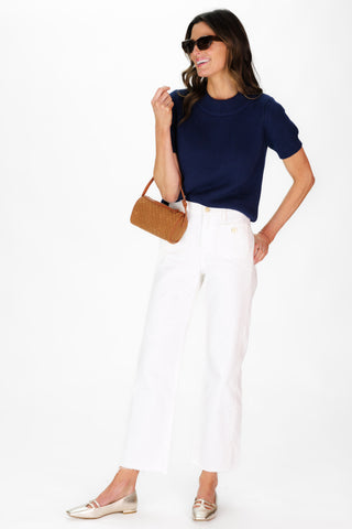 Short Sleeve Greer Sweater in Navy