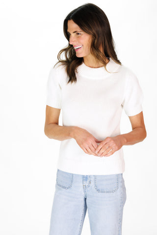 Short Sleeve Greer Sweater in Ivory