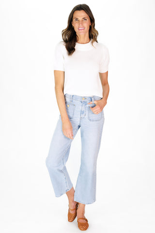 Short Sleeve Greer Sweater in Ivory