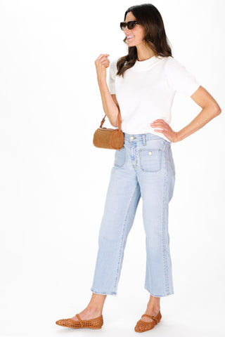Short Sleeve Greer Sweater in Ivory