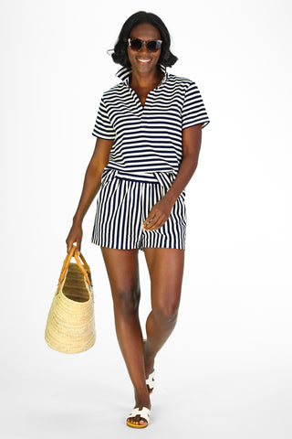 Short Sleeve Shea in Navy and White Stripe