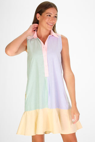 Sleeveless Iris Dress in Oxford Stripe Mix