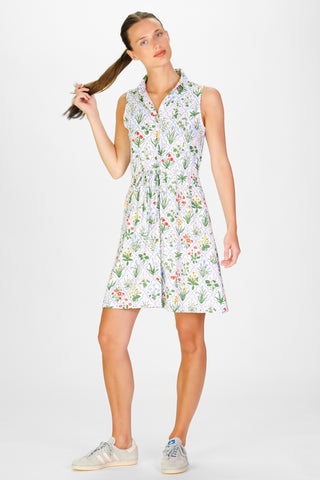 Sleeveless London Dress in Garden Lattice