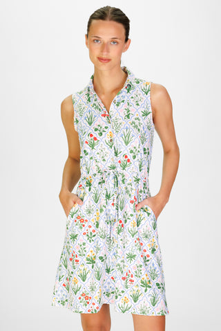 Sleeveless London Dress in Garden Lattice