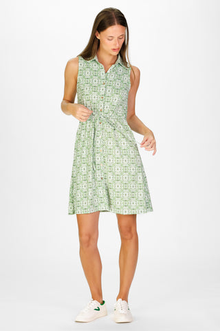 Sleeveless London Dress in Ivy Courtyard