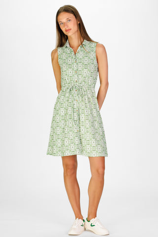 Sleeveless London Dress in Ivy Courtyard