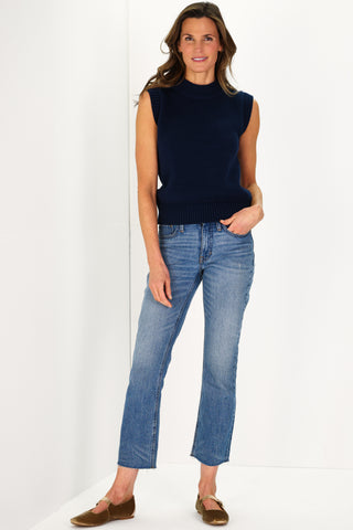 Navy Cotton Sleeveless Greer Sweater