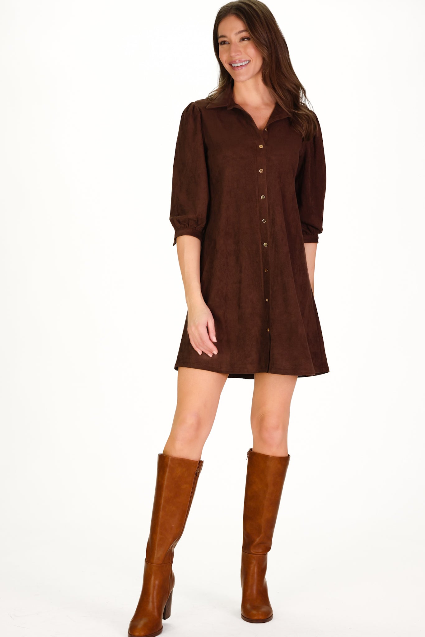 Suede Ashlynn Dress in Chicory | Fall A-Line Stretch Suede Style Duffield Lane Suede Ashlynn Dress in Chicory | Fall A-Line Stretch Suede Style Duffield Lane