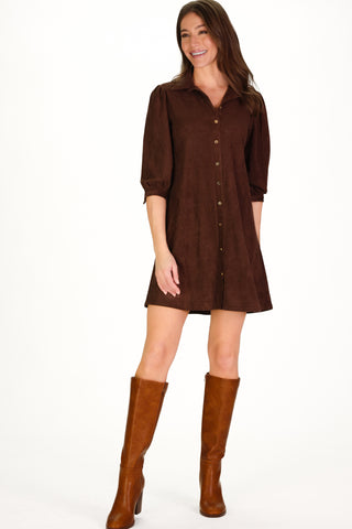 Suede Ashlynn Dress in Chicory