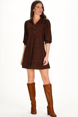 Suede Ashlynn Dress in Chicory