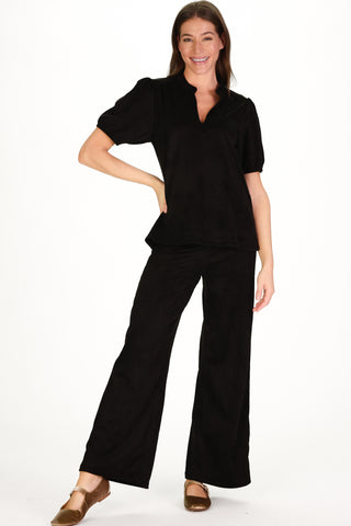 Suede Sasha Pant in Black