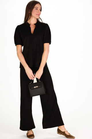 Suede Brooke Top in Black