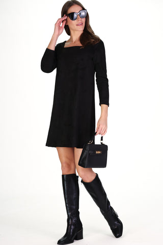 Suede Erin Dress in Black