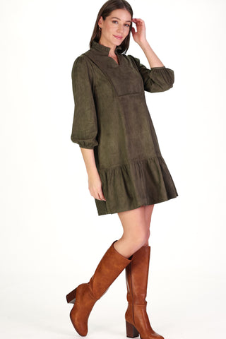 Suede Katie Dress in Forest