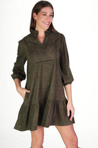 Suede Katie Dress in Forest
