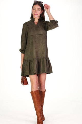 Suede Katie Dress in Forest
