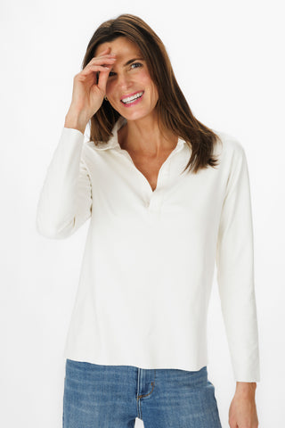 Shea Polo in White Suede