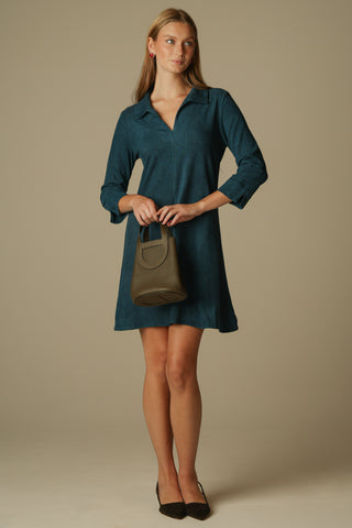 Suede Victoria Dress in Navy