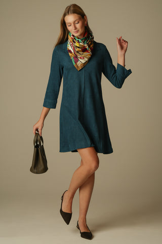 Suede Victoria Dress in Navy