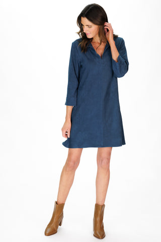 Suede Victoria Dress in Navy