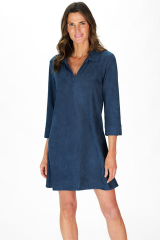 Suede Victoria Dress in Navy