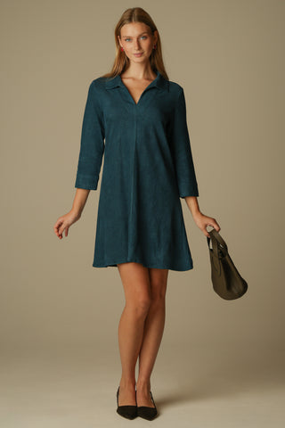 Suede Victoria Dress in Navy