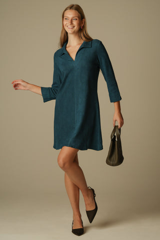 Suede Victoria Dress in Navy