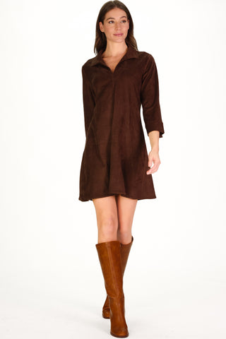 Suede Victoria Dress in Chicory