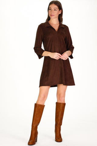 Suede Victoria Dress in Chicory