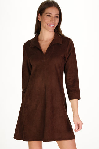 Suede Victoria Dress in Chicory