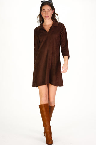 Suede Victoria Dress in Chicory