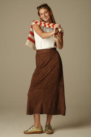 Blaire Quarter Zip Sweater in Tan and Rust Stripe