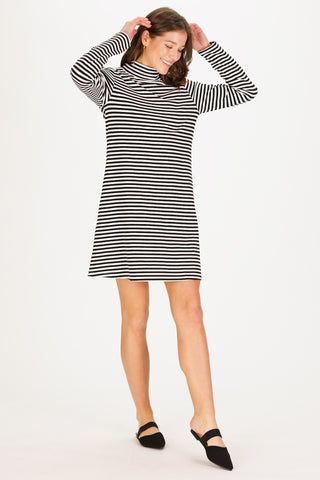 SuperSoft Tabby Dress in Black & White Stripe