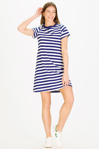 Tallie T-Shirt Dress in Navy and White Stripe