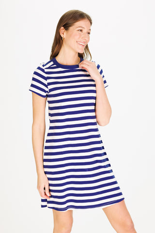 Tallie T-Shirt Dress in Navy and White Stripe