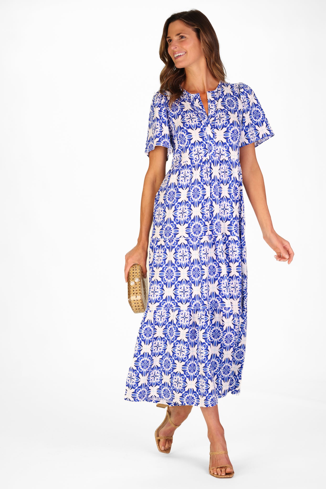 taryn maxi dress Taryn Ruffled Thigh Slit Maxi Skater Dress