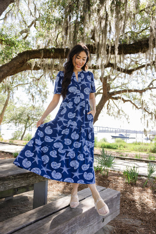 Taryn Dress in Marine Mosaic