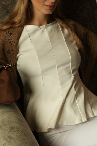 Tate Top in White Suede