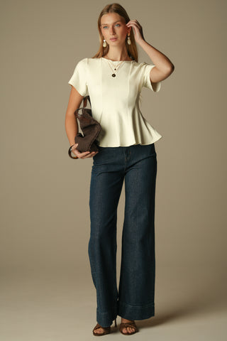 Tate Top in White Suede