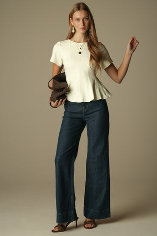 Tate Top in White Suede