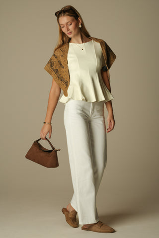 Tate Top in White Suede