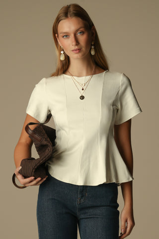 Tate Top in White Suede
