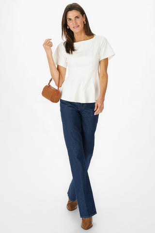 Tate Top in White Suede