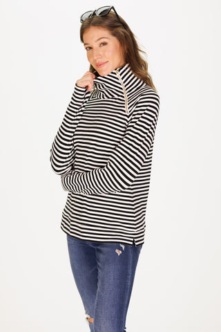 The Bowen Sweatshirt in Black & White Stripe