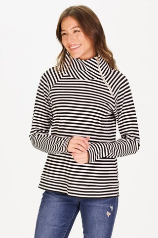 The Bowen Sweatshirt in Black & White Stripe